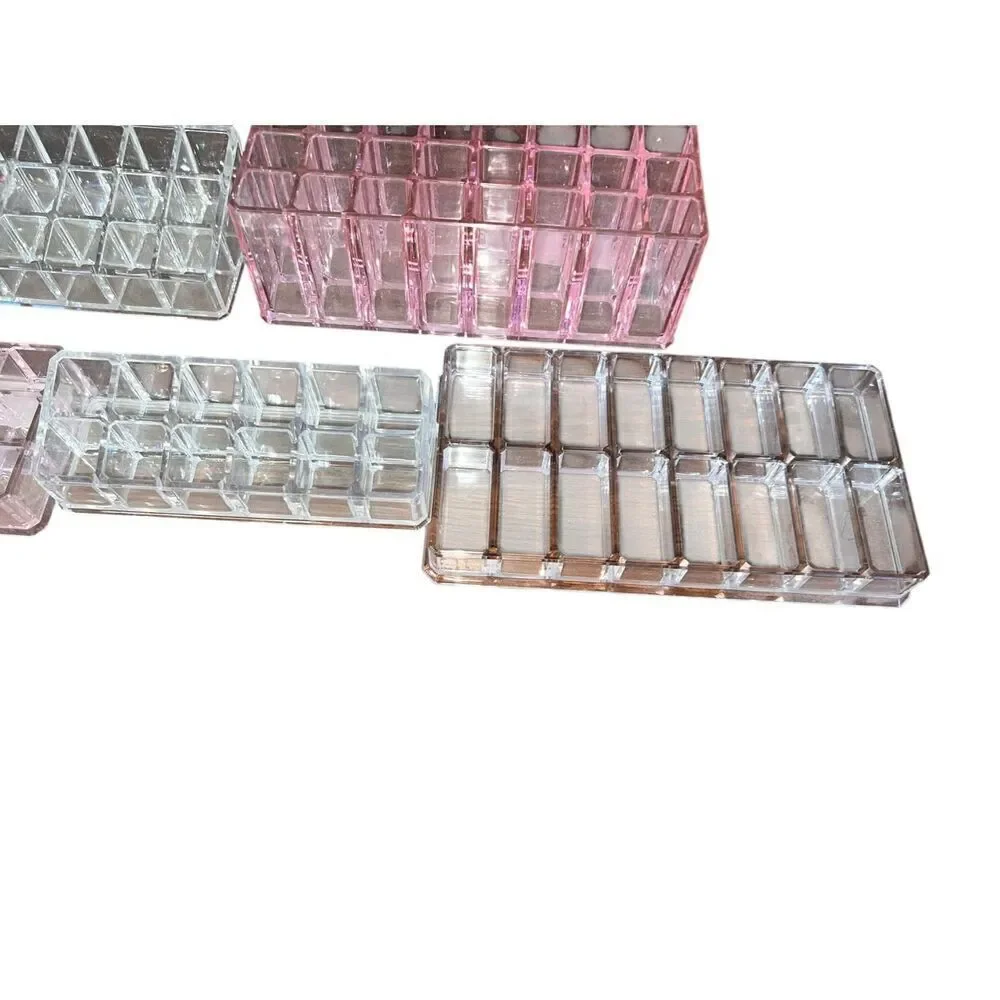 5 acrylic makeup lipstick lipgloss eyeshadow blush clear pink vanity organizer